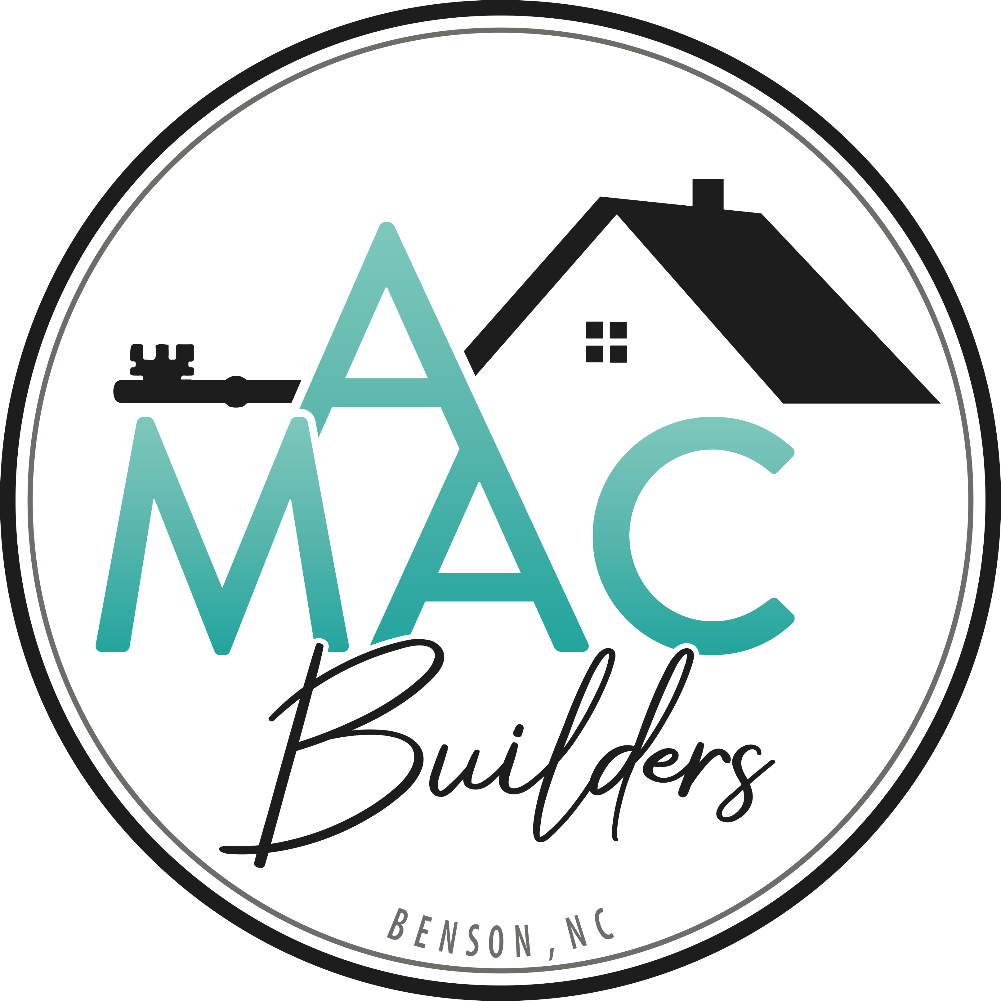 AMAC Builders Logo green color font with black house