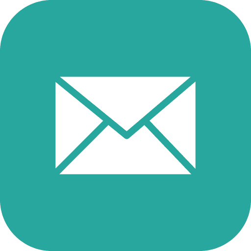 white silhouette of postal mail in a green box icon